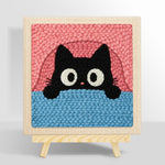 Funny peeking kitten punch needle kit for beginners