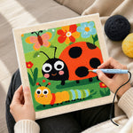 Creating handmade garden friends ladybug and caterpillar punch needle artwork