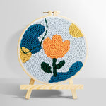 Geometric orange tulip punch needle kit for beginners
