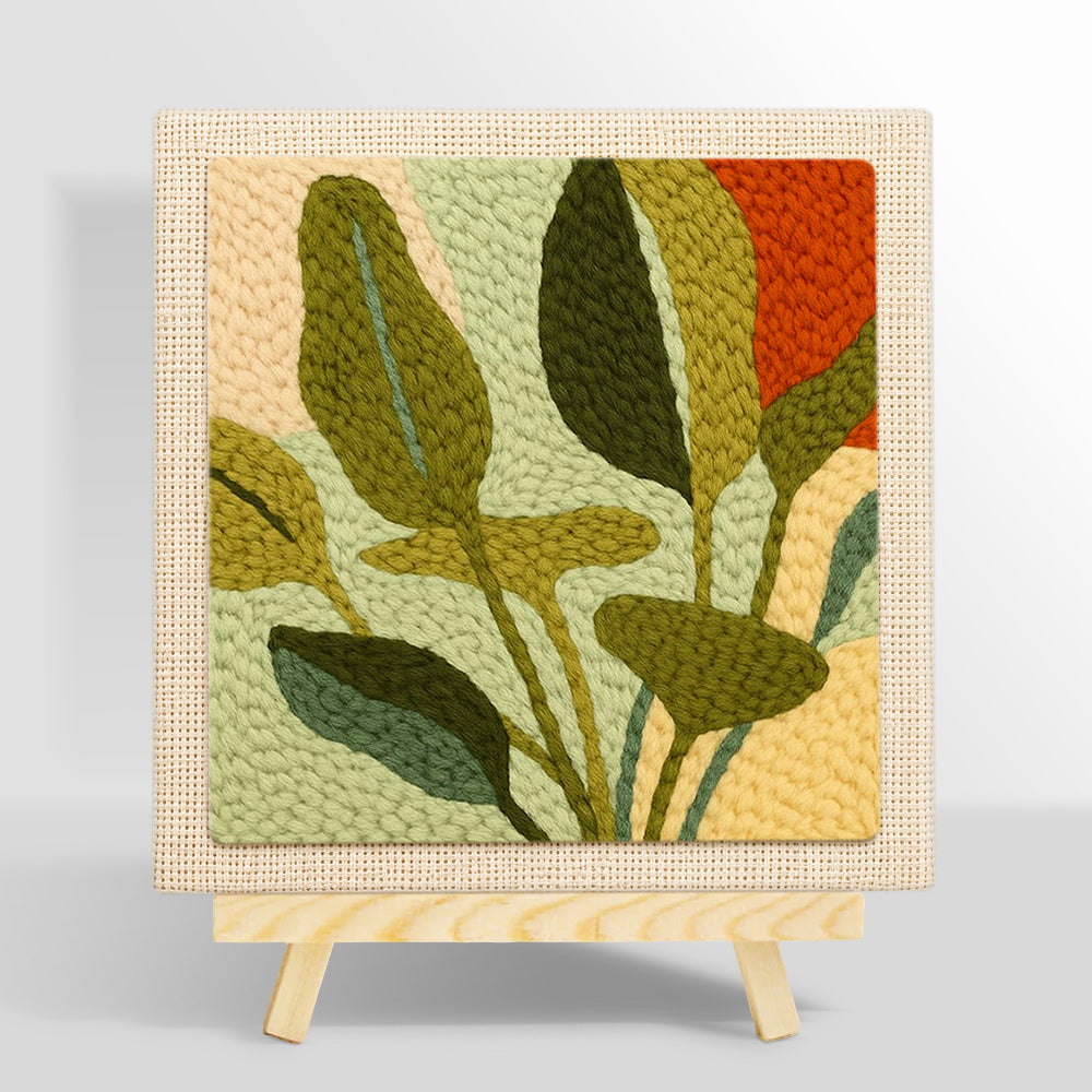 Giant botanical leaves punch needle kit for beginners