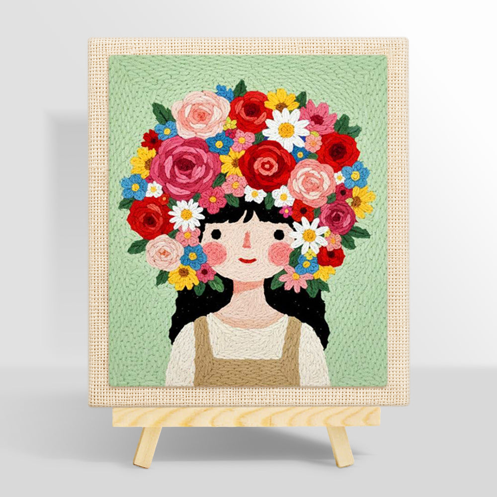 Giant floral crown girl punch needle kit for beginners