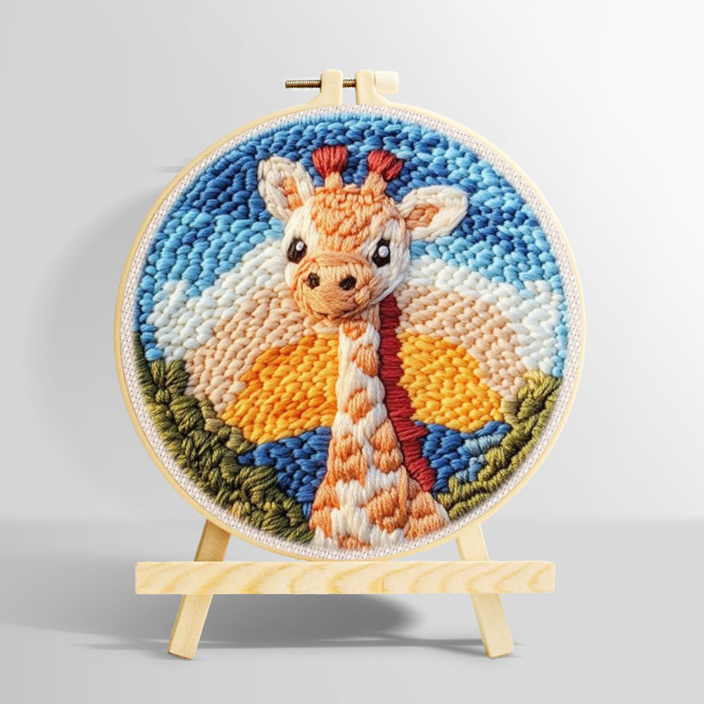 Giraffe at sunset punch needle kit for beginners