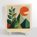 Green leaves and mountains punch needle kit for beginners