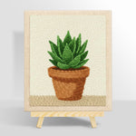 Green succulent in terracotta pot punch needle kit for beginners