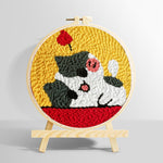 Happy and adorable cat punch needle kit for beginners