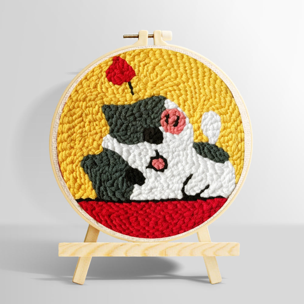 Happy and adorable cat punch needle kit for beginners