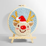 Happy christmas reindeer punch needle kit for beginners