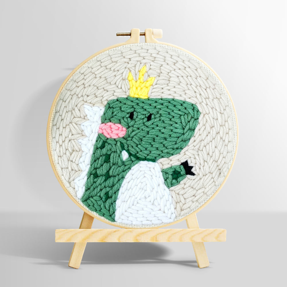 Happy crown dinosaur punch needle kit for beginners