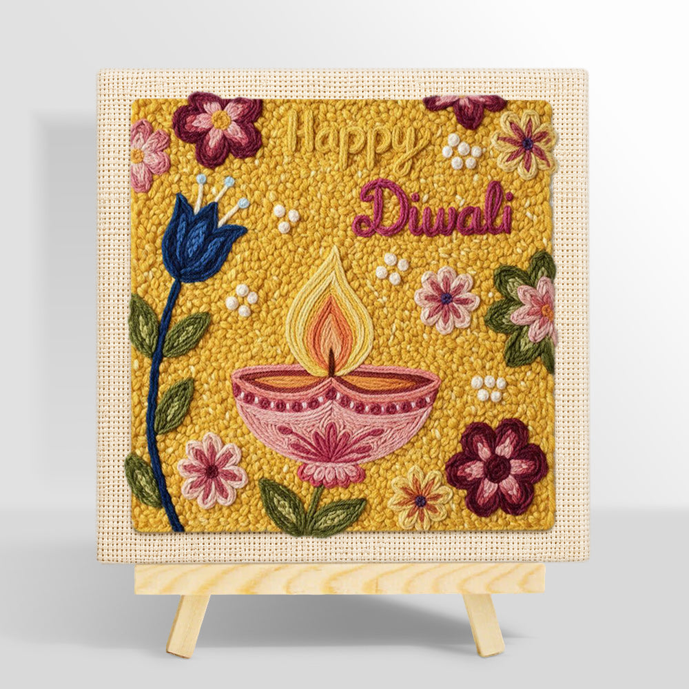 Happy diwali floral punch needle kit for beginners