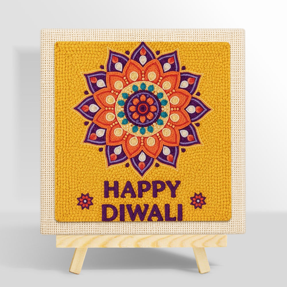 Happy diwali mandala punch needle kit for beginners