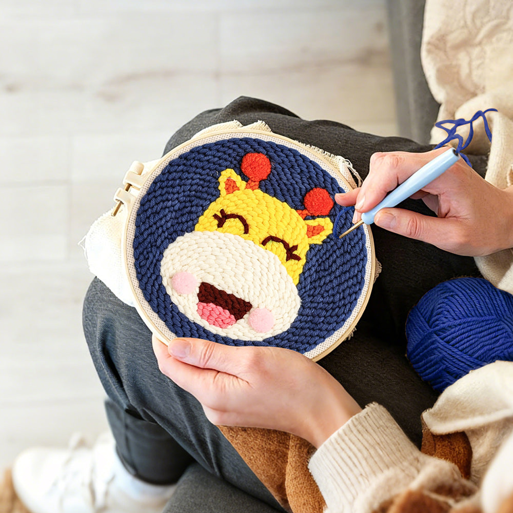 Creating handmade happy giraffe punch needle artwork