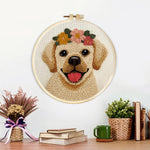 Finished happy labrador artwork displayed on a wall