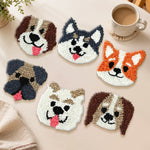 Happy puppies punch needle coasters used for home decoration