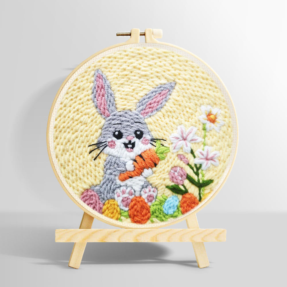 Happy rabbit harvest punch needle kit for beginners