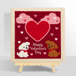"Happy valentine's day" puppies punch needle kit for beginners
