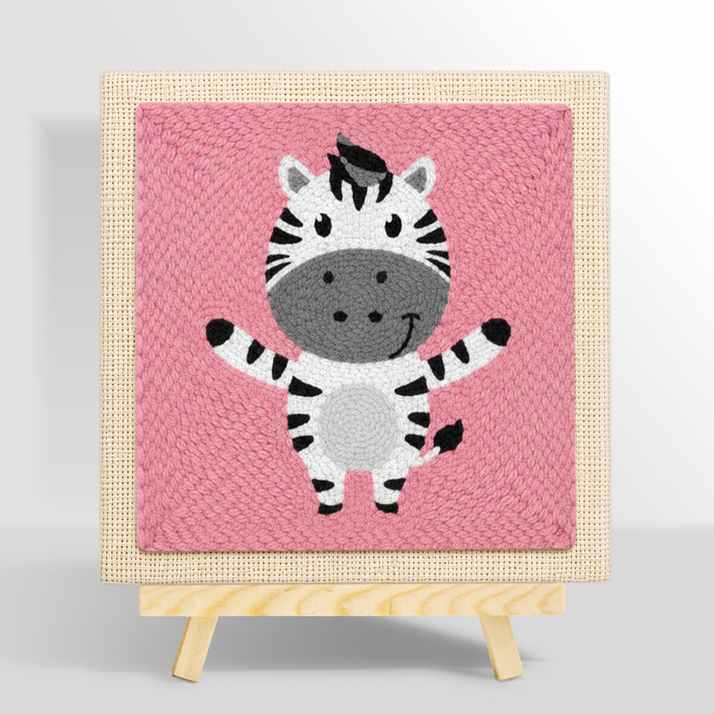 Happy zebra with open arms punch needle kit for beginners