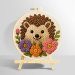 Hedgehog with flowers punch needle kit for beginners