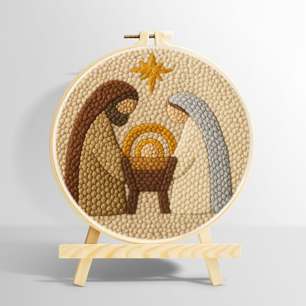 Holy night nativity punch needle kit for beginners