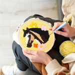 Creating handmade horse and colourful flowers punch needle artwork