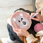 Creating handmade kawaii mouse punch needle artwork