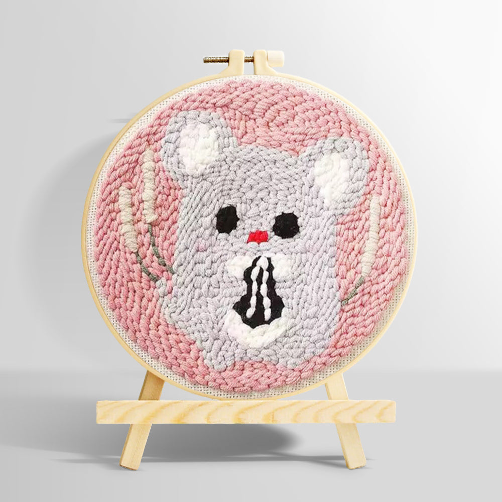 Kawaii mouse punch needle kit for beginners