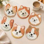 Kawaii puppy faces punch needle coasters used for home decoration