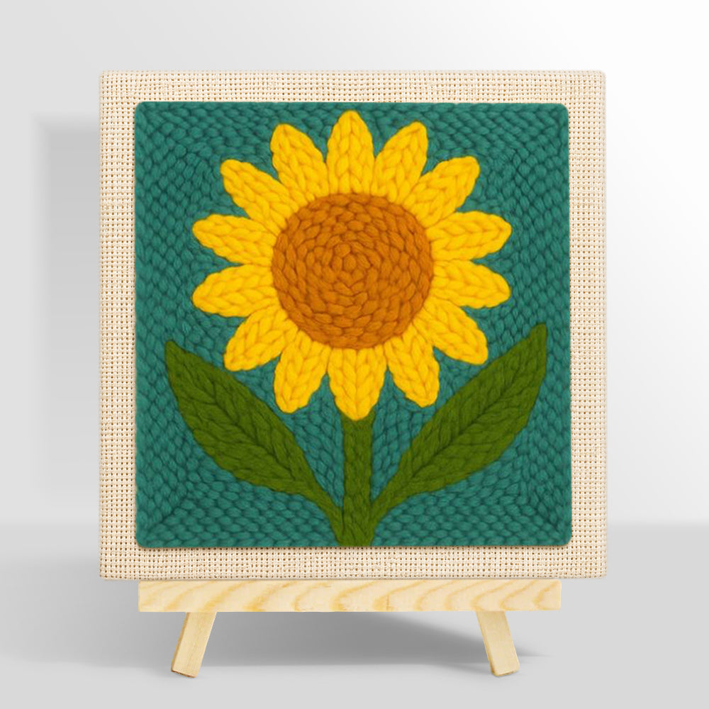 Large single sunflower punch needle kit for beginners