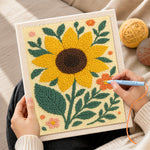 Creating handmade large sunflower and ditsy florals punch needle artwork