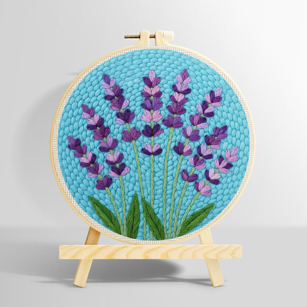 Lavender sprigs punch needle kit for beginners