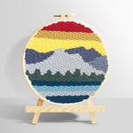 Layered mountain landscape punch needle kit for beginners
