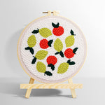 Lemons and red berries punch needle kit for beginners