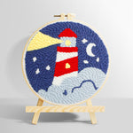 Lighthouse at night punch needle kit for beginners