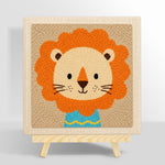 Lion in blue shirt punch needle kit for beginners