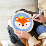 Creating handmade little crown fox punch needle artwork