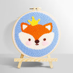 Little crown fox punch needle kit for beginners