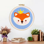 Finished little crown fox artwork displayed on a wall