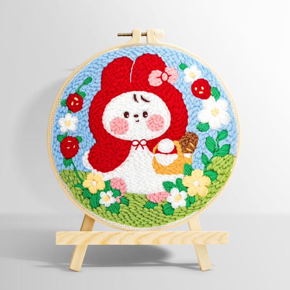 Little red riding hood bunny punch needle kit for beginners