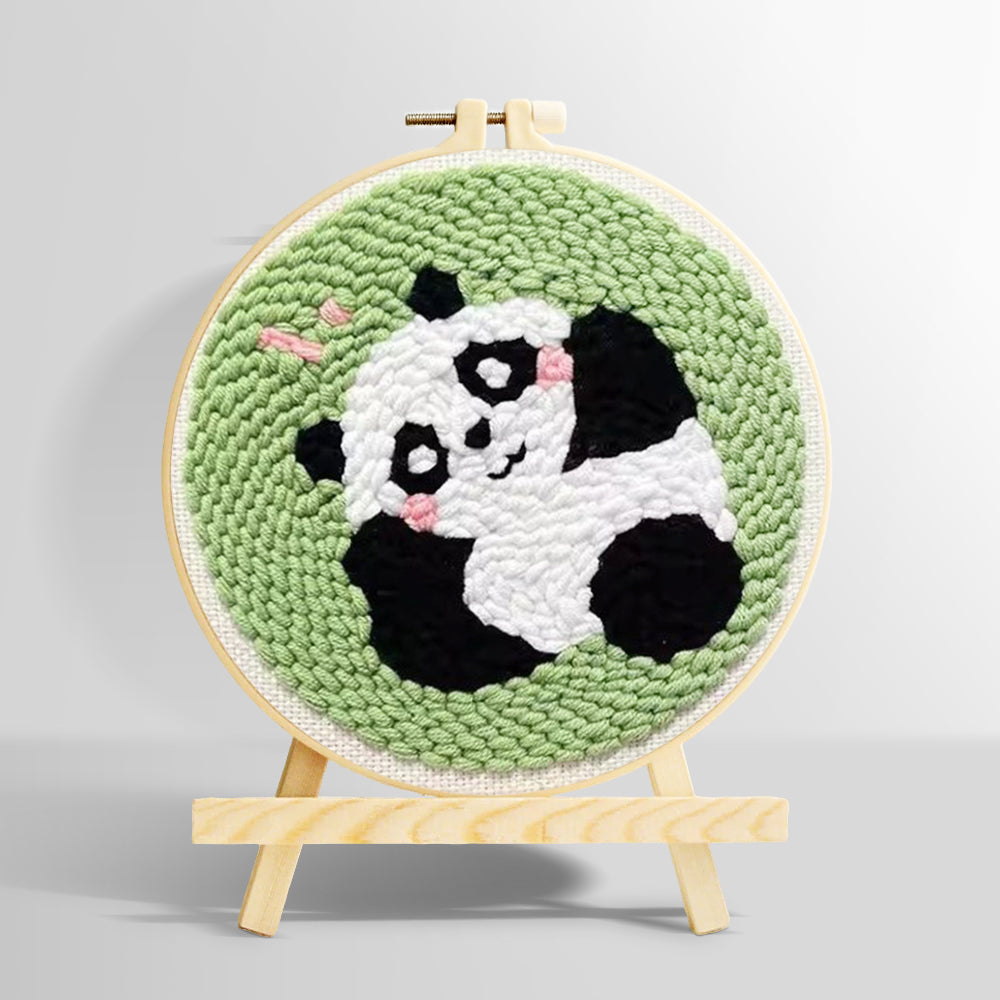 Lying panda punch needle kit for beginners
