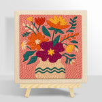 Magenta and orange bouquet punch needle kit for beginners