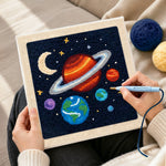 Creating handmade magical and colourful solar system punch needle artwork