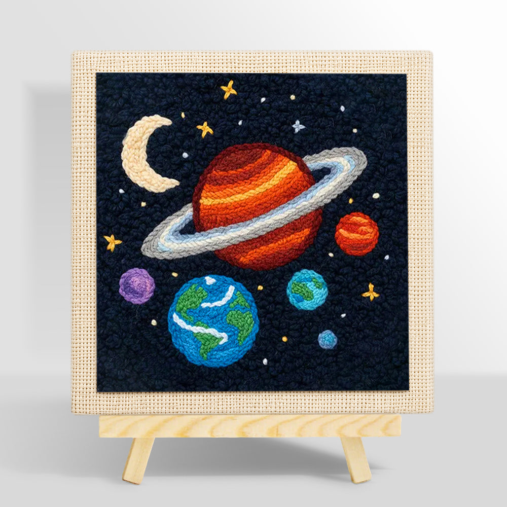 Magical and colourful solar system punch needle kit for beginners
