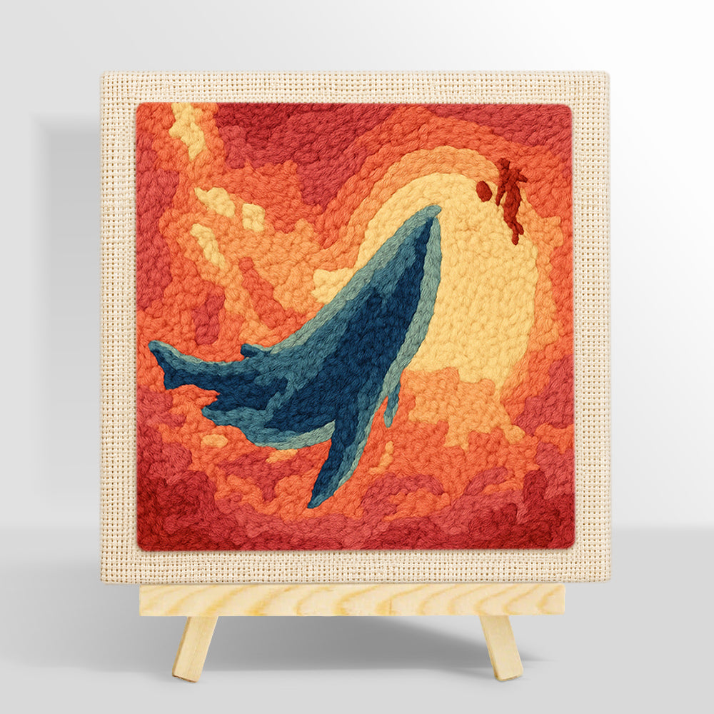 Majestic whale sunset punch needle kit for beginners