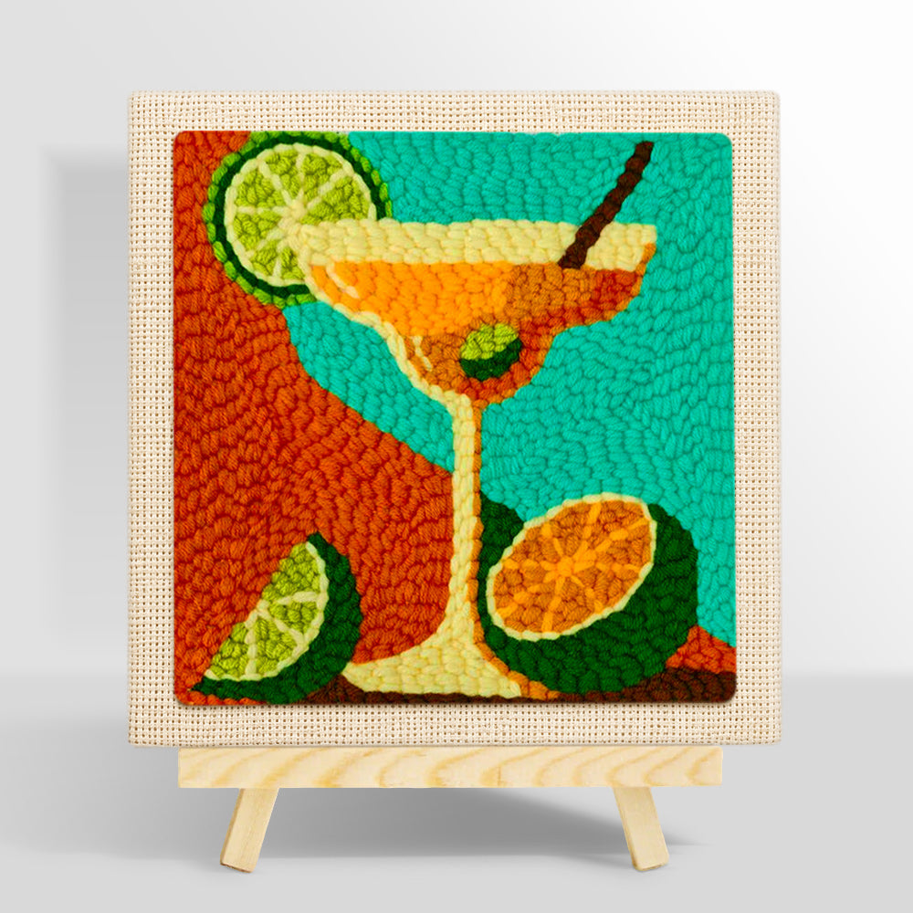 Margarita cocktail with lime and citrus punch needle kit for beginners