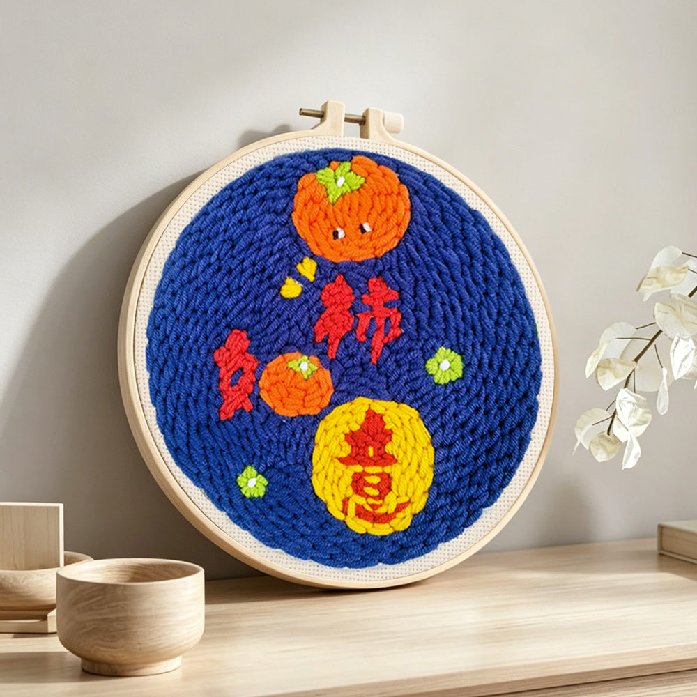 May everything go as you wish punch needle artwork displayed on a table