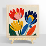 Modern abstract and colourful flowers punch needle kit for beginners