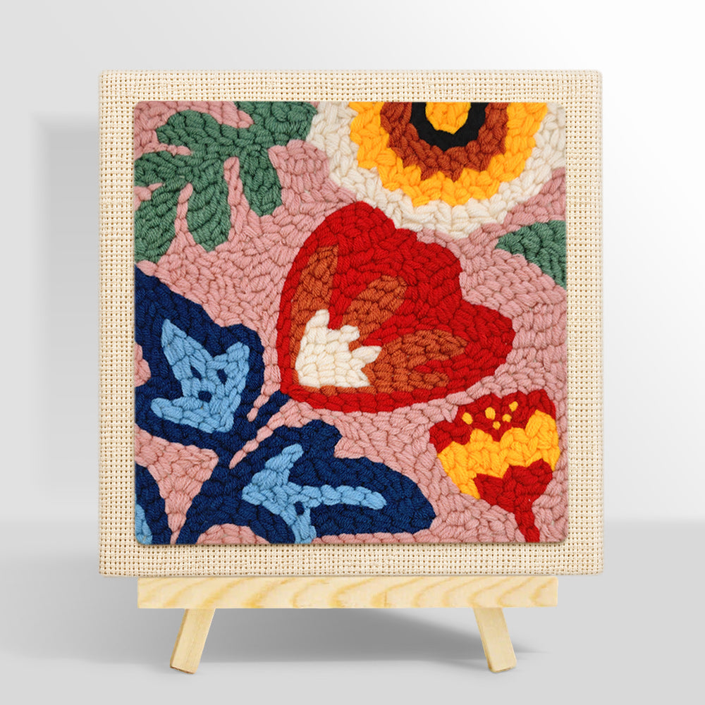 Modern abstract florals punch needle kit for beginners