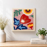 Finished modern abstract florals artwork displayed on a wall
