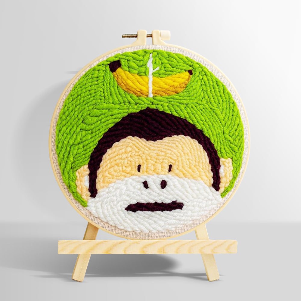Monkey and banana punch needle kit for beginners