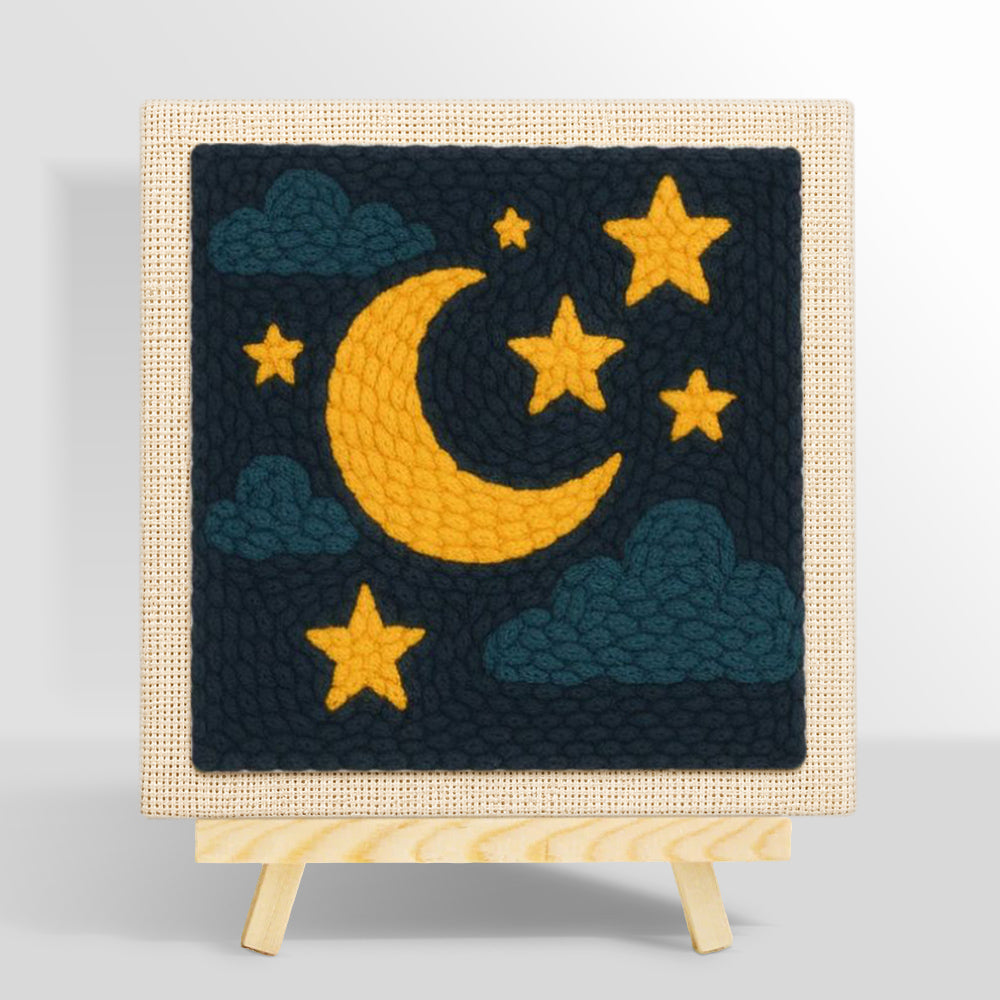 Moon and stars punch needle kit for beginners