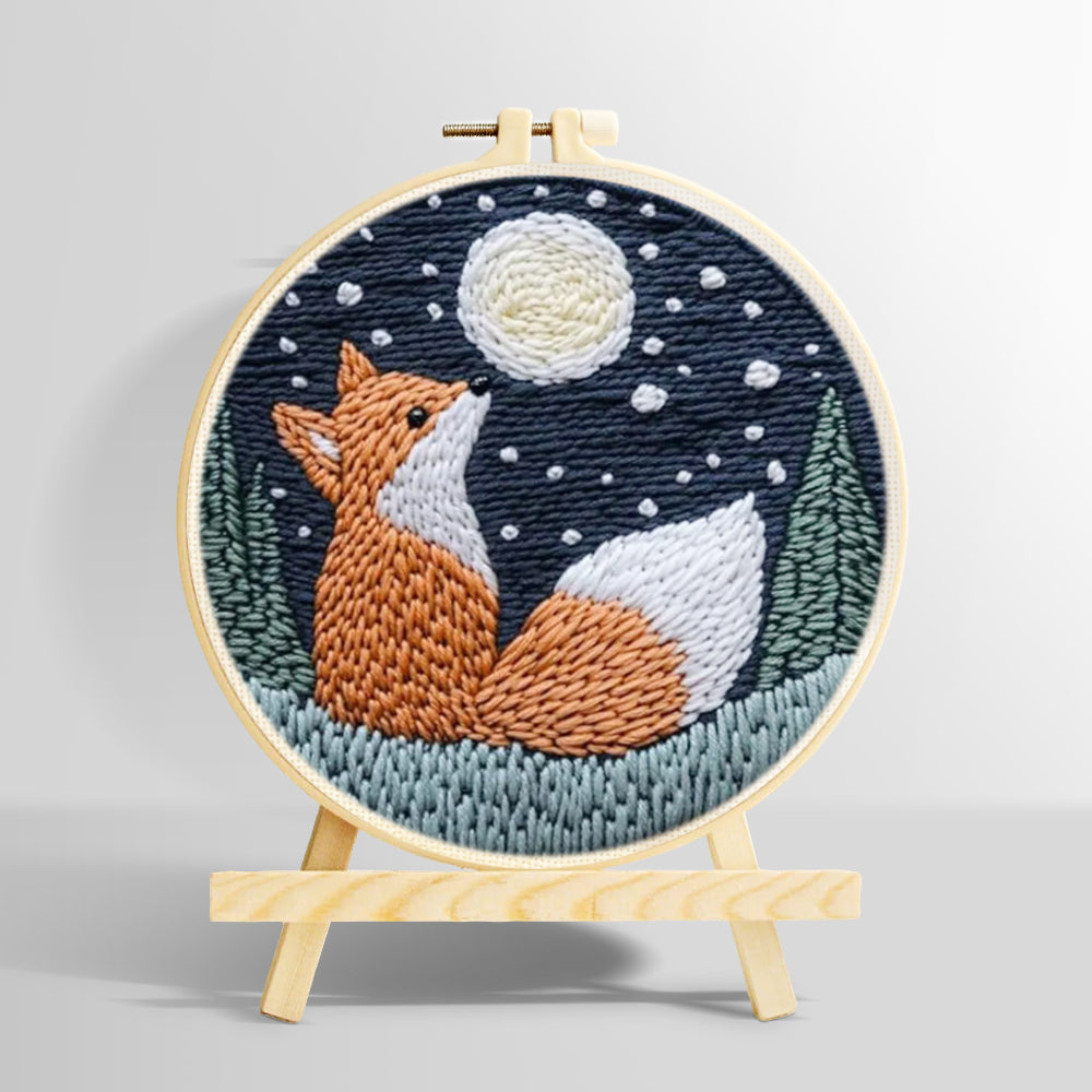 Moonlit fox punch needle kit for beginners